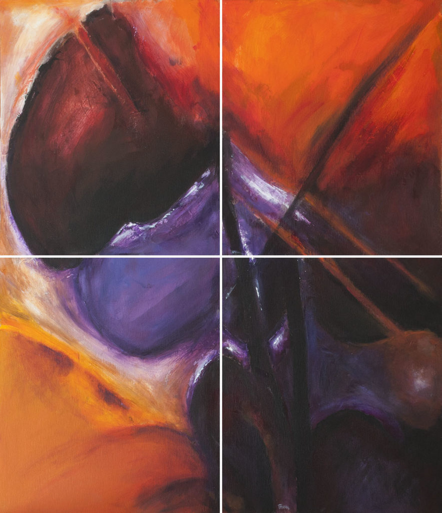 Cromatismo n. 15, 2016, acrilico e tecniche miste su tavola, cm 42×51 (x 4) 